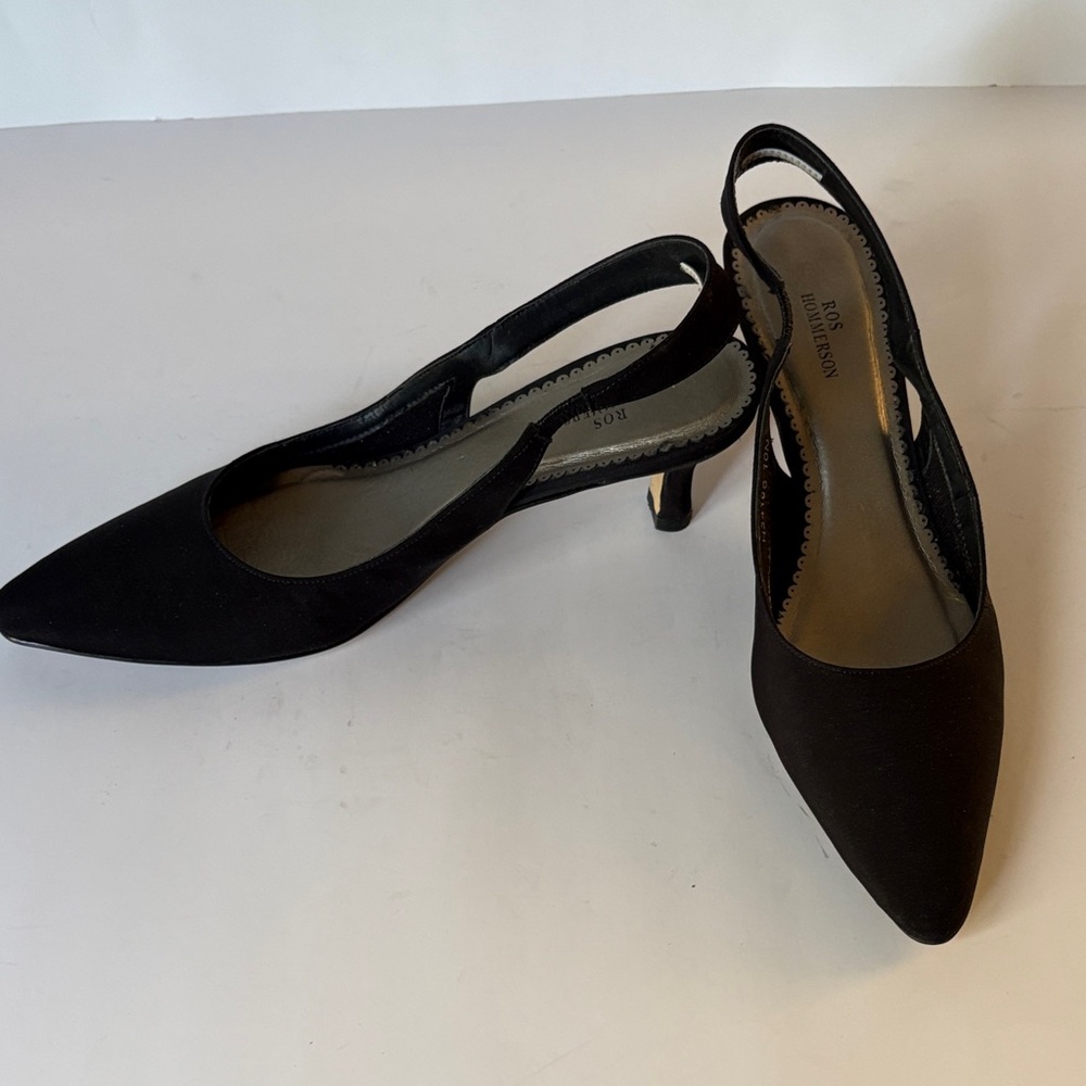 Ros Hommerson Peau de Soie Black Dress heels
